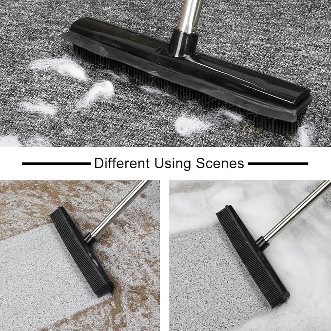 Rubber Broom and Dustpan Set, Pet Hair Removal Rubber Broom - Image 9