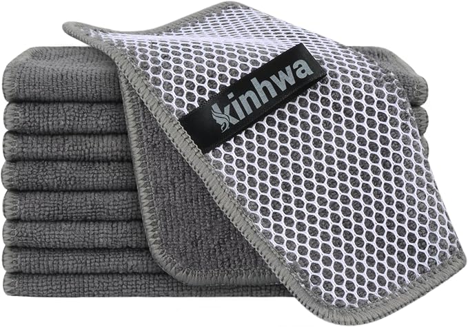 KinHwa Kitchen Washcloths for Dishes Absorbent Microfiber Dish Cloths Quick Dry by KinHwa