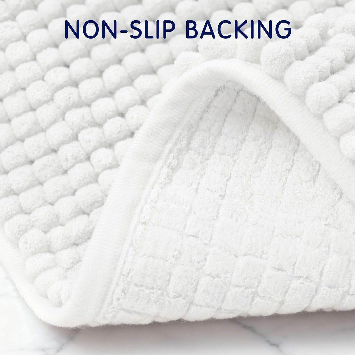 SUBRTEX Bathroom Rugs Chenille Bath Rug Soft Short Plush Bath Mat Soft Shower Mat Water Absorbent Shower Mat Quick Dry Machine Washable(White,18" x 24")