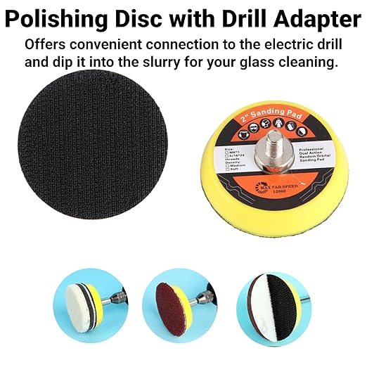 Windshield Scratch Remover Set Glass Polishing Kit Abrasive Discs Polish Pads - Image 3