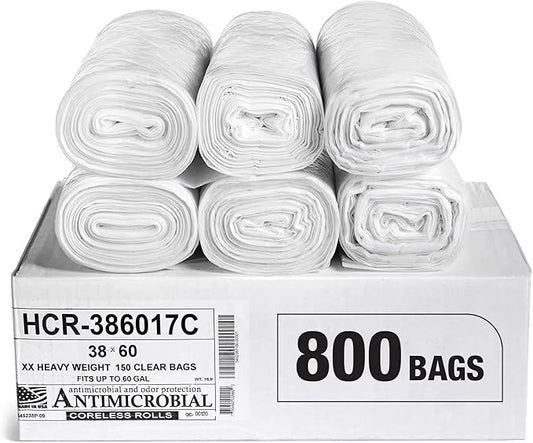 Aluf Plastics High Density Trash Bags, 60 Gallon, 17 Micron, by AlufPlastics