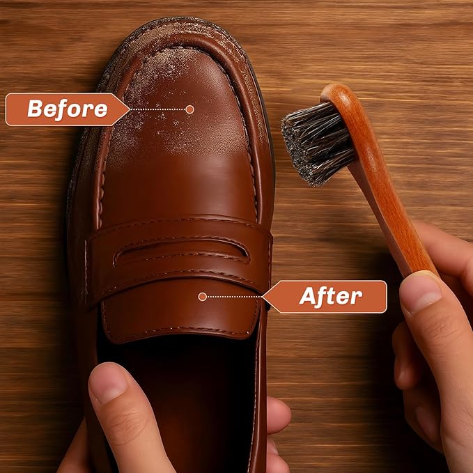 4 Pcs Horsehair Shine Shoes Brush Kit Polish Dauber Applicators Cleaning - Image 4