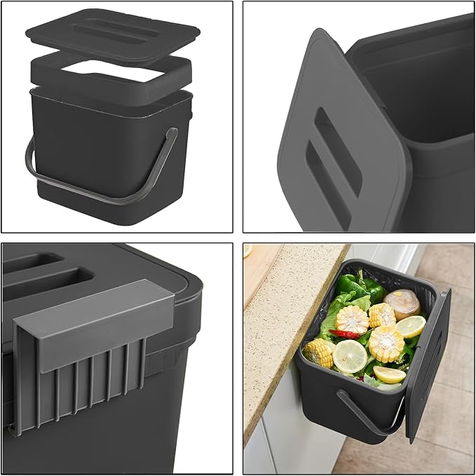 Kitchen Trash Can with Lid, LALASTAR Wall-Mounted Under Sink Small Garbage Can - Image 5