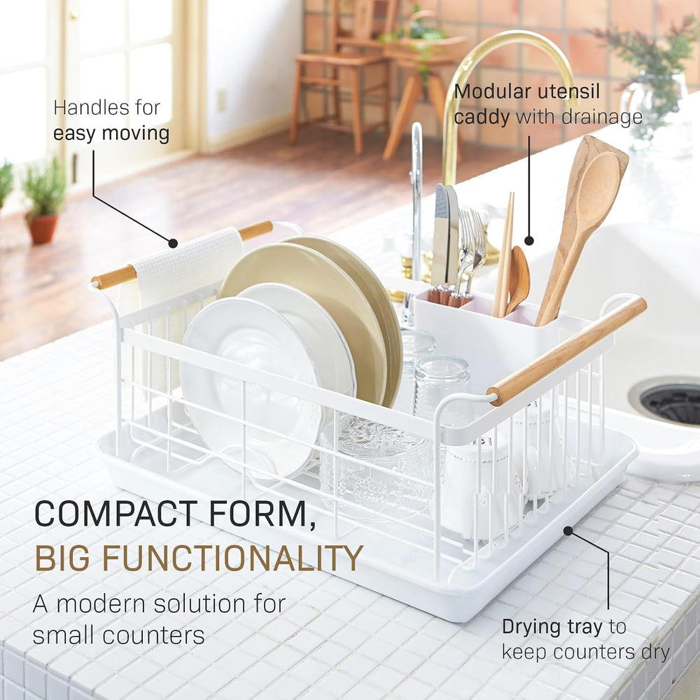 YAMAZAKI Home Dish Drying Rack – Modern White Dish Rack for Kitchen Counter w...