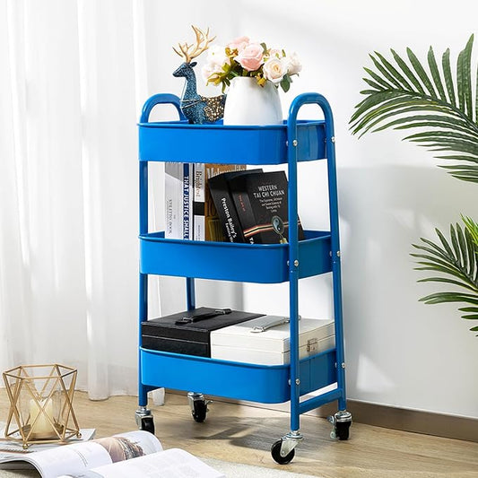 AGTEK Makeup Cart, Movable Rolling Organizer Cart, 3 Tier Metal Utility Cart - Image 2