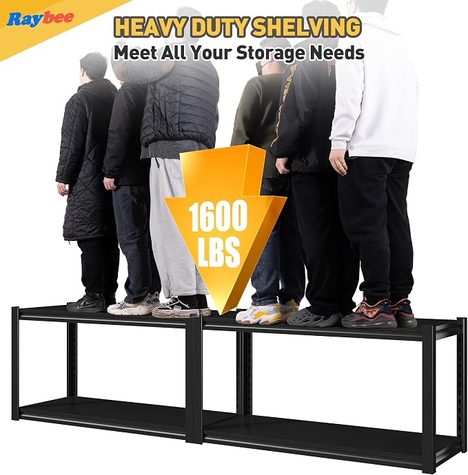 Raybee 40" W Garage Shelving Heavy Duty Storage Shelves 56.9" H Metal Shelving - Image 6