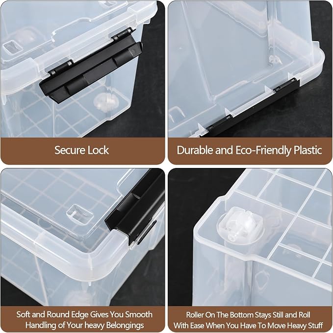 Zopnny 24 Quart Clear Plastic Storage Bin - Image 3