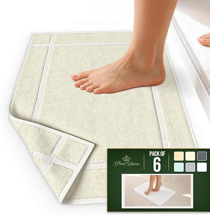 Pearl Linens Pack of 6 100% Cotton Bath Mat 20x30 inches, Soft & Absorbent - Image 4