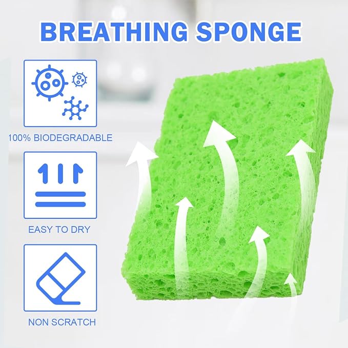 YoleShy 48 Pack Sponges Kitchen Natural Compressed Cellulose Sponges Durable - Image 5