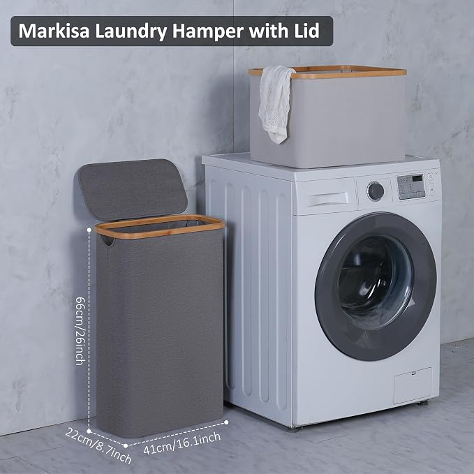 Slim Laundry Basket, 60L Laundry Hamper - Image 3