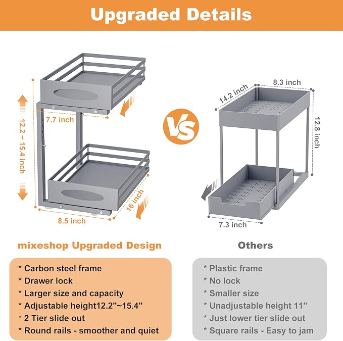 Under Sink Organizer, 2 Tier Under Sink Organizers and Storage, Adjustable