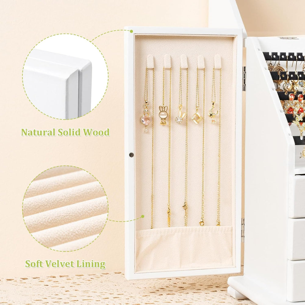 Jewelry Box Organizer, Rustic Wooden Jewelry Boxes for Women Girls, Large Sto...