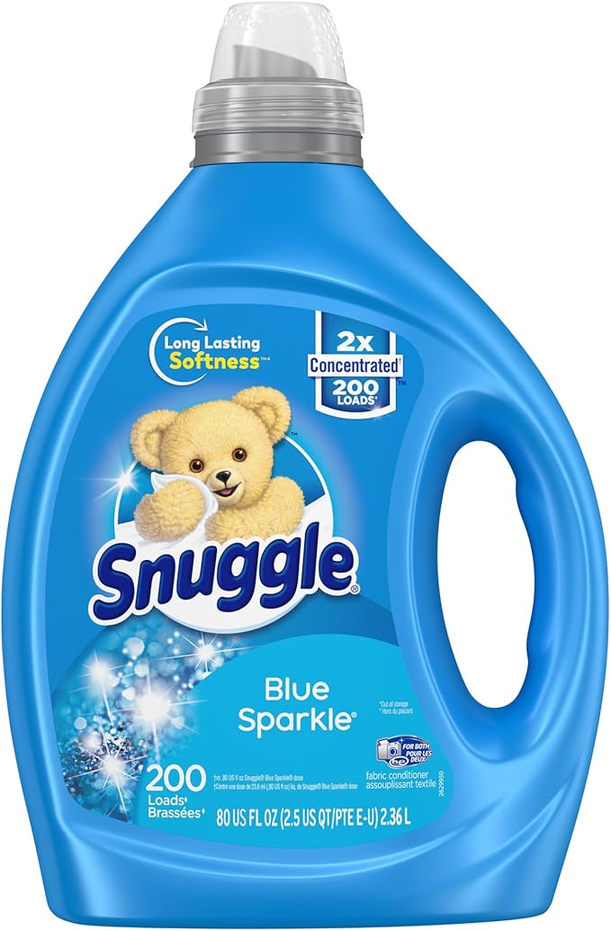 Snuggle Blue Sparkle Liquid Fabric Softener, 2X Concentrated, 200 Loads by Snuggle