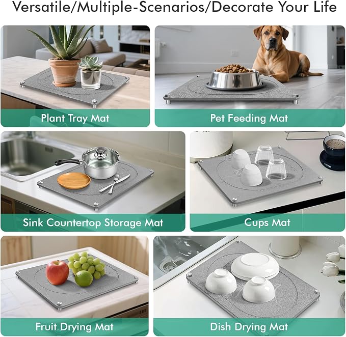 Stone Drying Mat For Kitchen Counter Superb Absorbent Diatomaceous Earth Mats - Image 7