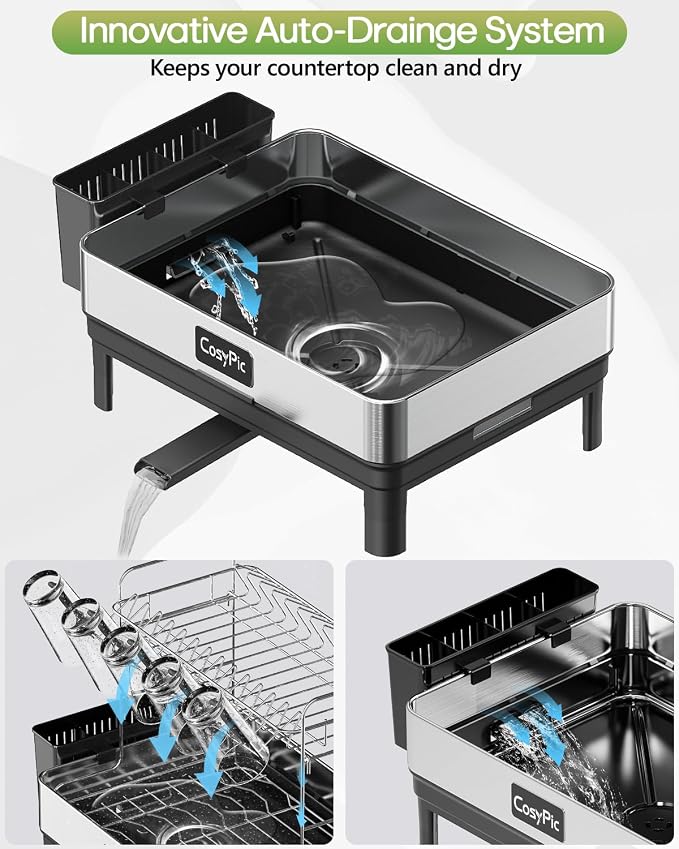 2 Tier Dish Drying Rack, Thicker Premium 304 Stainless Steel Dish Racks - Image 5