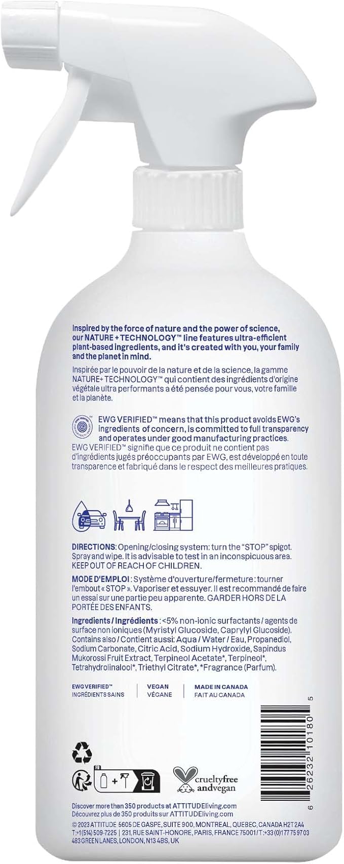 ATTITUDE All Purpose Cleaner Spray, EWG Verified, Made - Image 7