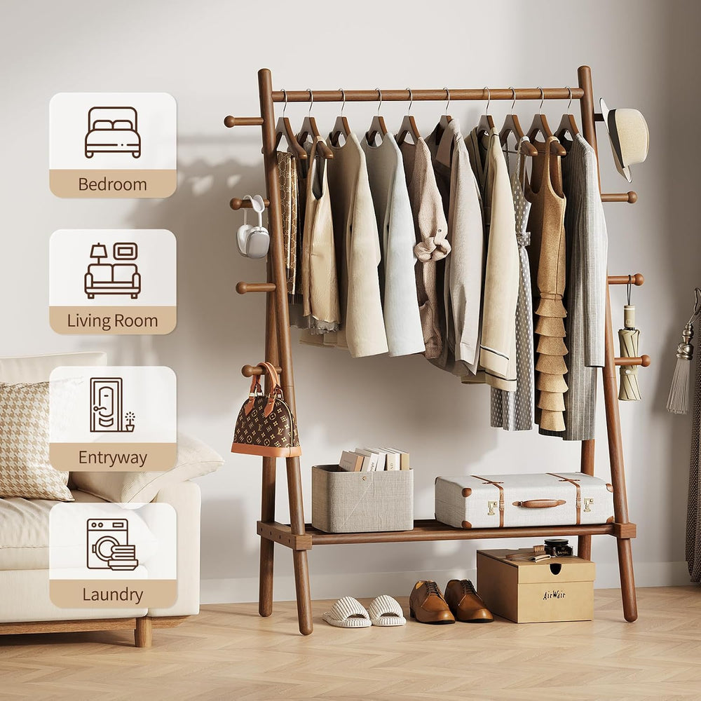 Yoobure Solid Wood Clothes Rack - Heavy Duty Clothing Racks for Hanging Cloth...