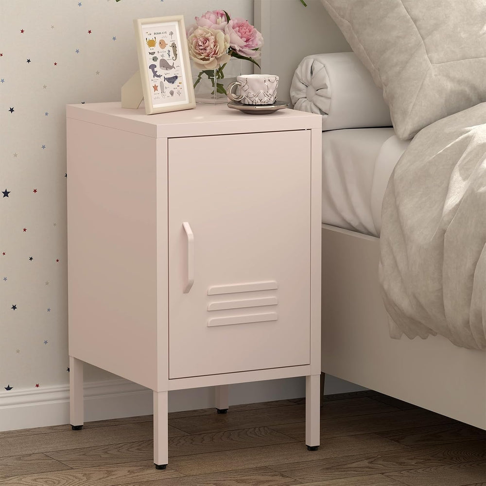 IRONFFICE Metal Cabinet,Locker Nightstand with Shelf,Metal Storage Locker,Ste...