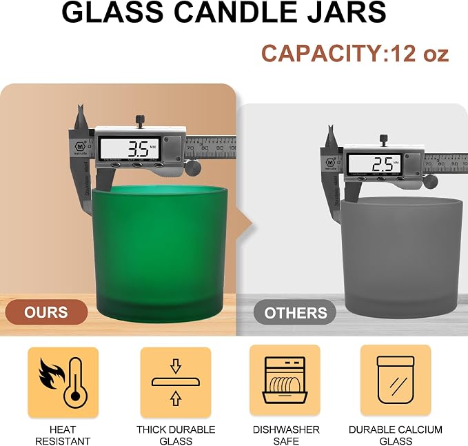 12 OZ Thick Candle Jars for Making Candles 12 Pcs, Empty Jars - Image 6