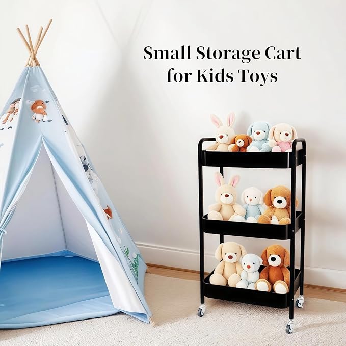3 Tier Rolling Storage Cart for Kitchen Storage & Laundry Room Organization - Image 6