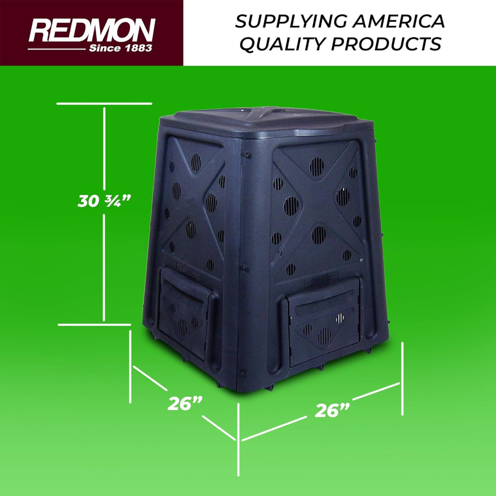 Redmon Outdoor Compost Bin with Lift Off Lid, 4-Door Access & Vent Holes,...