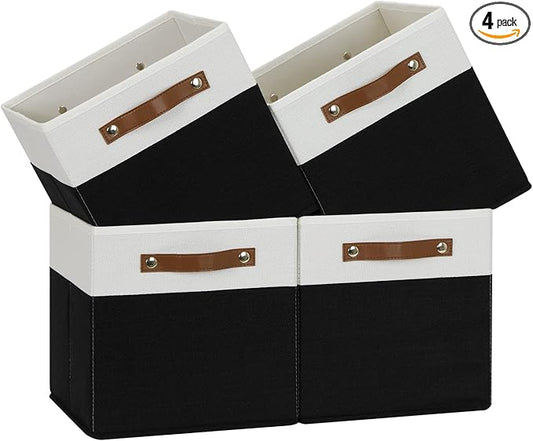 Temary 11 inch Cube Storage Bin 4 Pack Fabric Storage Cubes by TEMARY