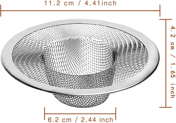 4pcs Heavy Duty Stainless Steel Slop Basket Filter Trap, 4.41" Top / 2.44" Mesh - Image 2