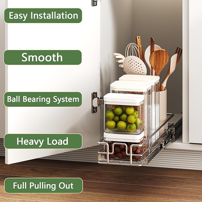 Pull Out Cabinet Organizer 5½" W x 21½" D, Heavy Duty Cabinet Pull Out Shelves - Image 2