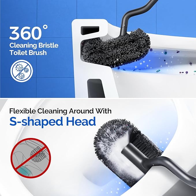 HAMITOR Toilet Brush and Holder Set: 304 Stainless Steel Heavy Duty Bowl - Image 2