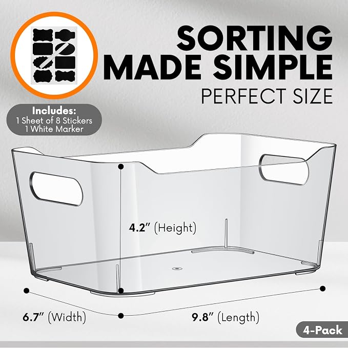 Clear Plastic Storage Bins, Refrigerator Freezer Fridge Organizer Storage - Image 2