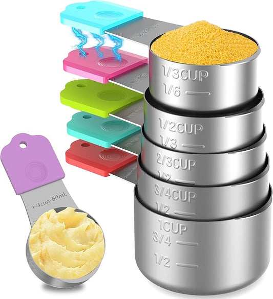 Magnetic Measuring Cups, 6 Stainless Steel Nesting Measuring Cup Set by Minteem-MeasuringCups