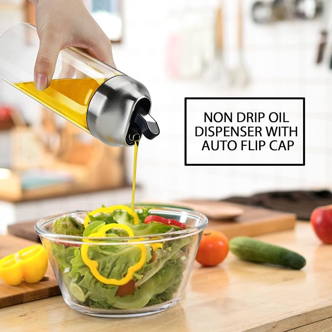 Aelga Olive Oil Dispenser - 14 OZ Glass Oil and Vinegar Dispenser Bottles Set - Image 2