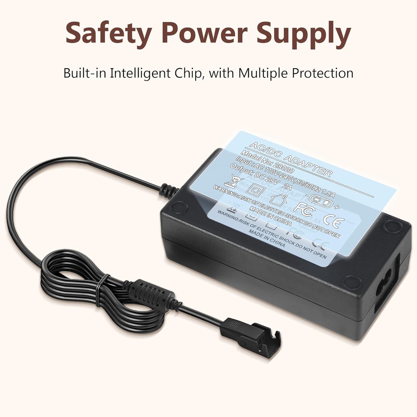 Adjustable Bed Parts Replacement Switching Power Supply, 29v Adjustable Bed Base Recliner Power Supply Compatible for Ergo, Extend, Sealy Ease, Electric Bed Replacement Parts, 13.7 FT Cord