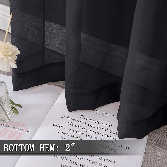Tollpiz Short Sheer Curtain Linen Textured Bedroom Curtains Sheer Light - Image 4