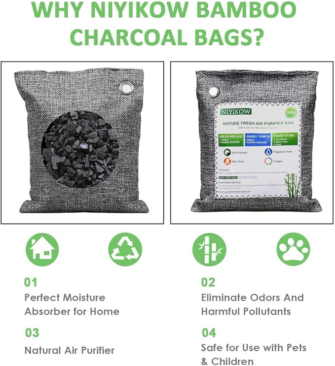 NIYIKOW Charcoal Bags Odor Absorber, Nature Fresh Bamboo Charcoal Air Purifying - Image 5