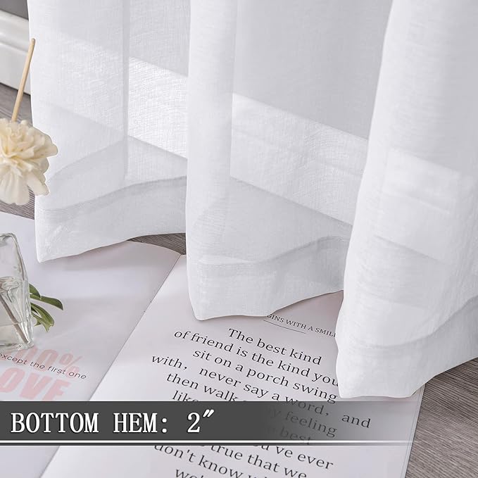 Tollpiz Sheer Curtain Linen Textured Living Room Curtains Sheer Light Filtering - Image 4