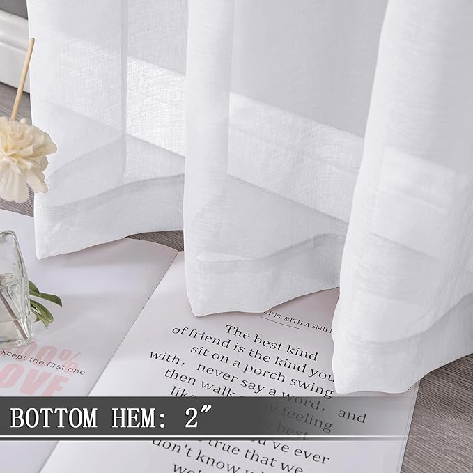 Tollpiz Sheer Curtains Linen Textured Bedroom Curtain Sheers Light Filtering - Image 4