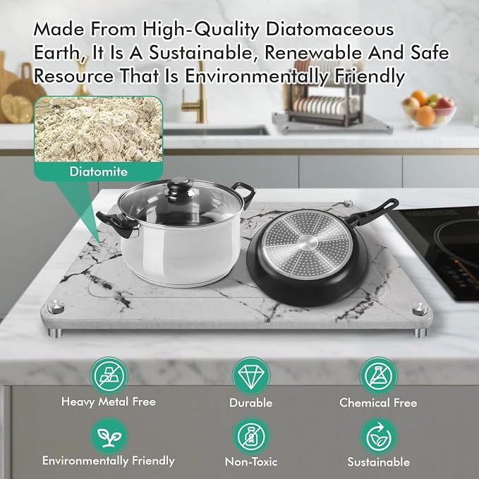 Stone Drying Mat For Kitchen Counter Superb Absorbent Diatomaceous Earth Mats - Image 2