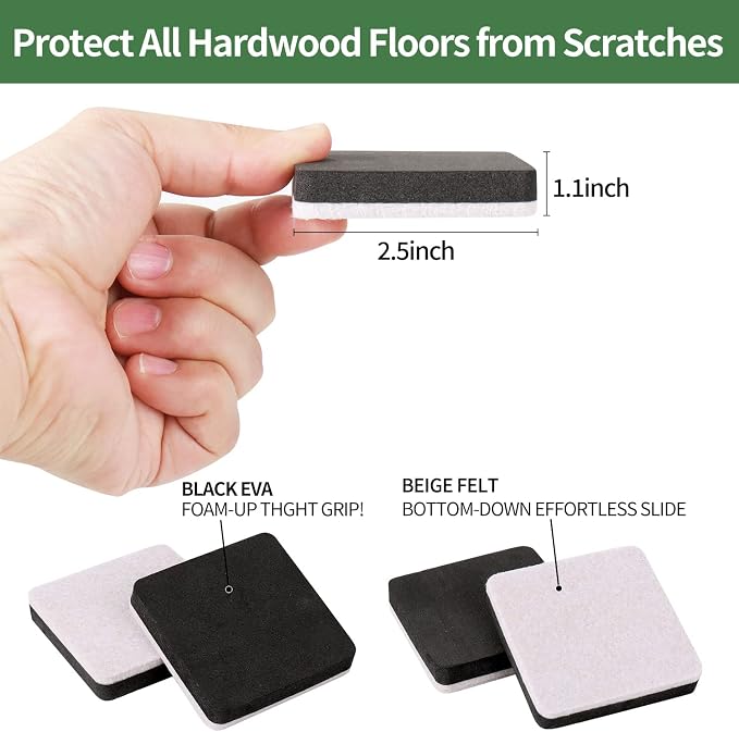 Ezprotekt 2.5" Square Felt Furniture Movers Sliders - Image 2