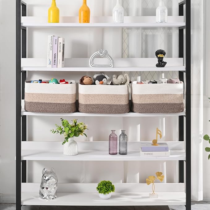 Large Storage Baskets for Organizing Shelves, Woven Cotton Rope Bins for Baby - Image 2
