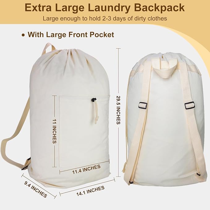 Laundry Bag Backpack, Canvas Laundry Bag - Image 2