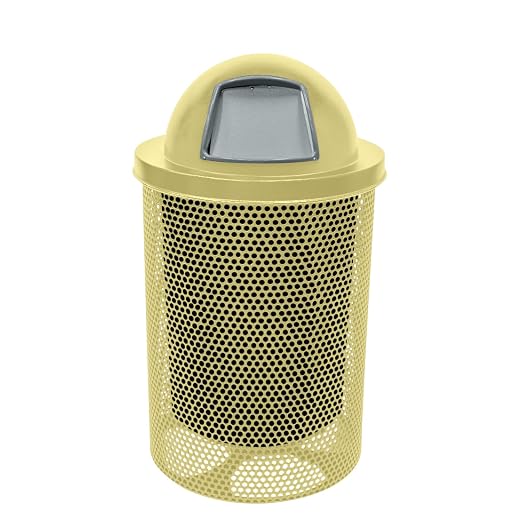 COATEDOUTDOORFURNITURE RDT-P-TXTSAND Heavy Duty Round Trash Receptacle by CoatedOutdoorFurniture