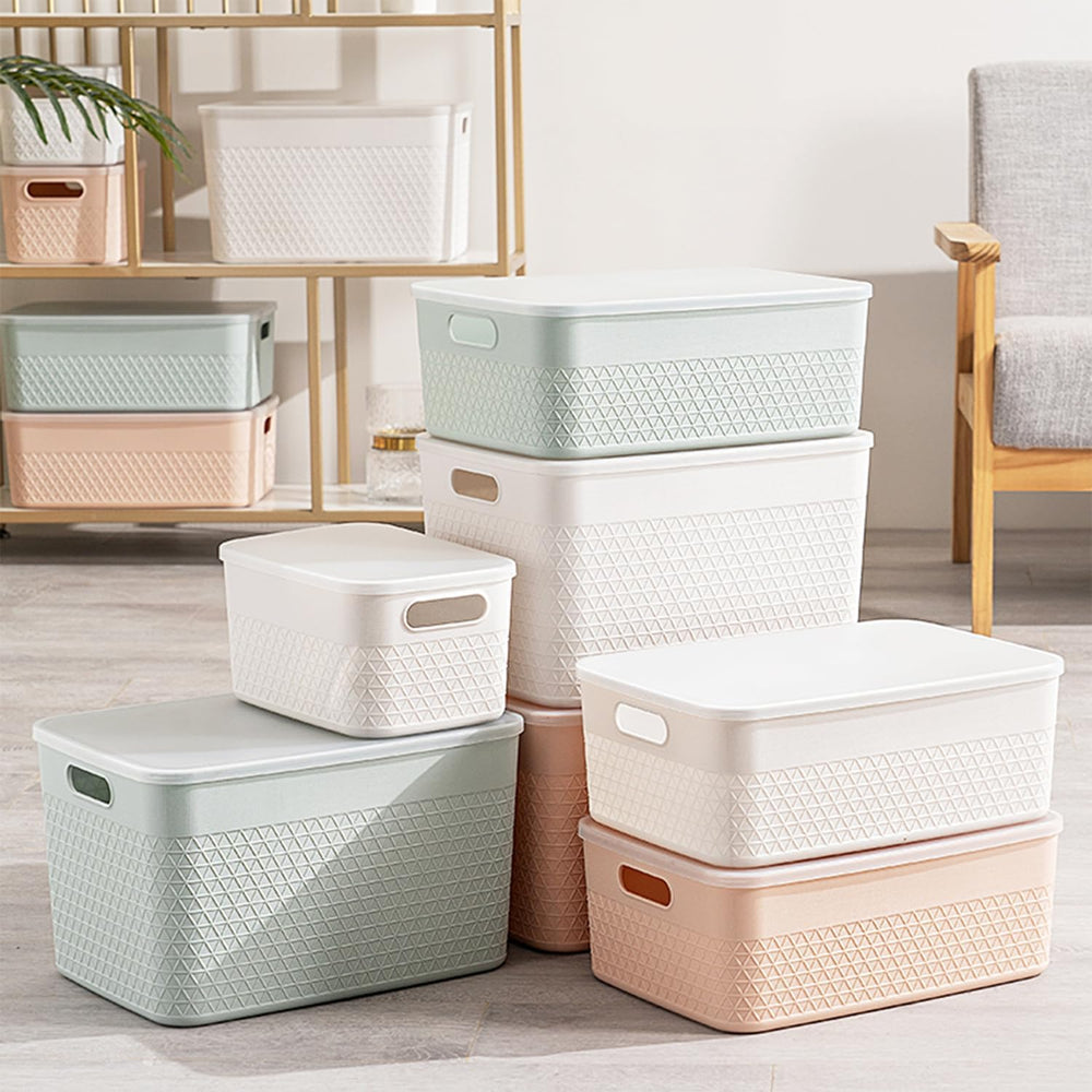HANAMYA Lidded Storage Bin Organizer | Storage Organizing Container, 9 Liter,...