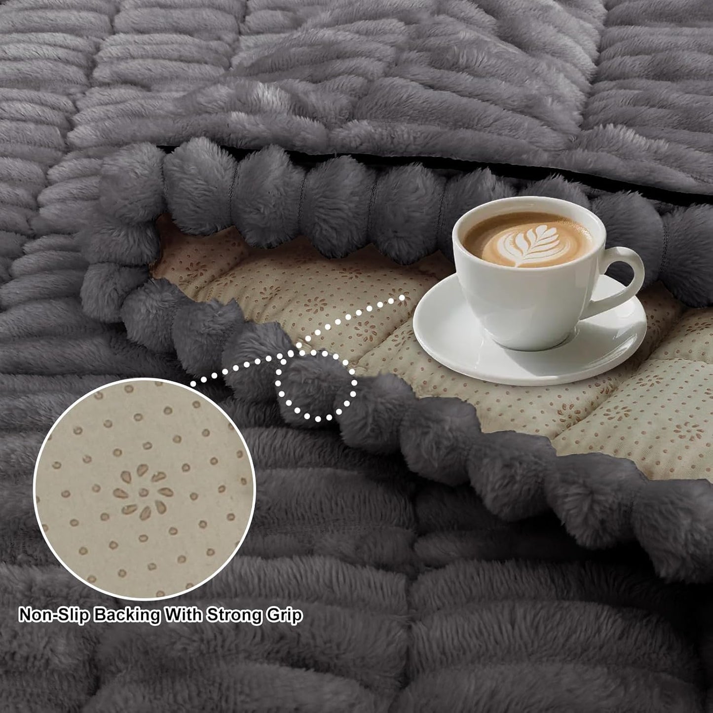 U-NICE HOME Fuzzy Couch Cover for 3 Cushion Couch, Dark Grey, 27.6''x70'' | Non-Slip, Washable, Couch cover for dog, Pet friendly, Furniture Protector