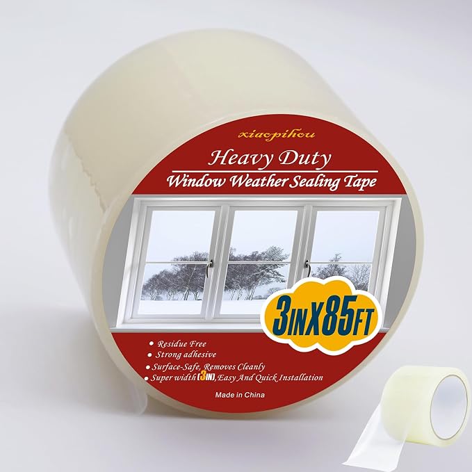 Transparent Weather Sealing Tape, 3-Inch x 85FT, Windows and Shower Glass Gaps by xiaopihou