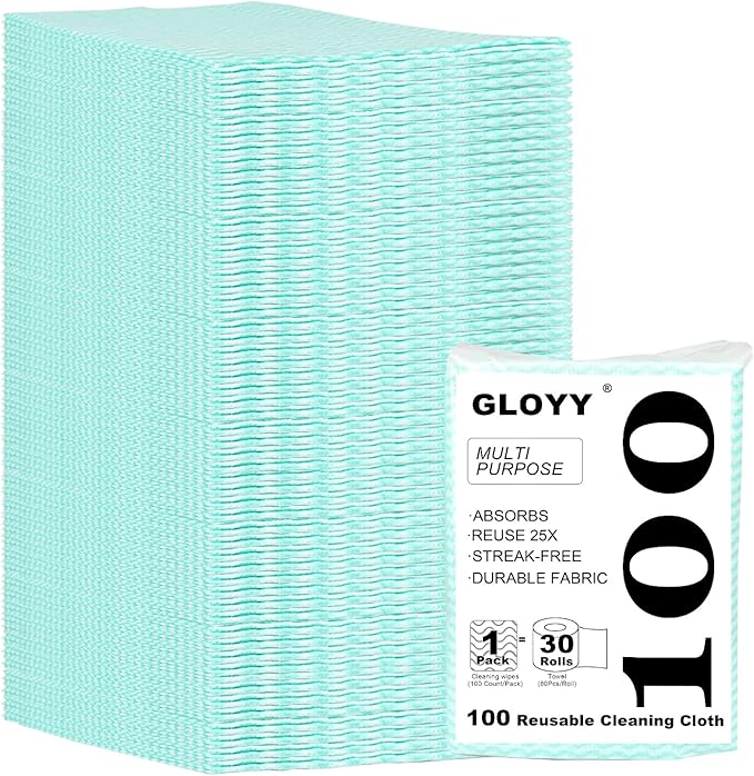 100 Count Disposable Cleaning Towels and Dish Cloths, Super Absorbent Dishcloths by GLOYY