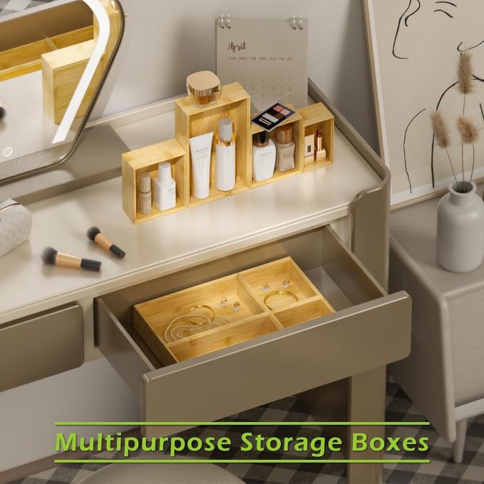 Bathroom Drawer Organizer Trays, Bamboo Silverware Drawer Organizer Kitchen - Image 3