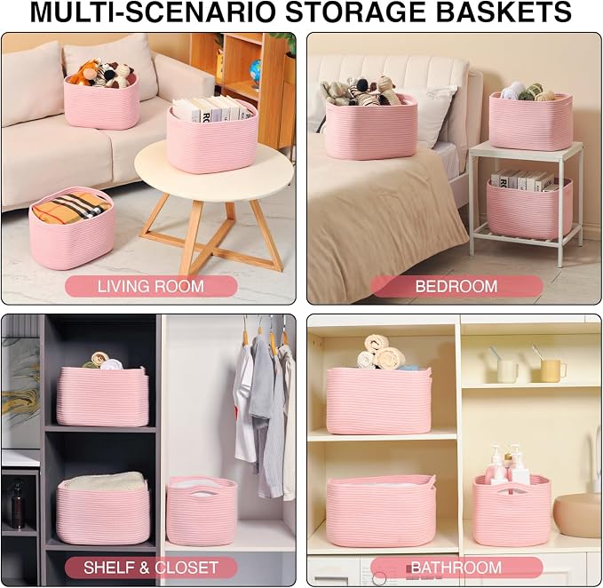 Storage Baskets for Organizing Shelves, Woven Cotton Rope Baskets for Storage - Image 5