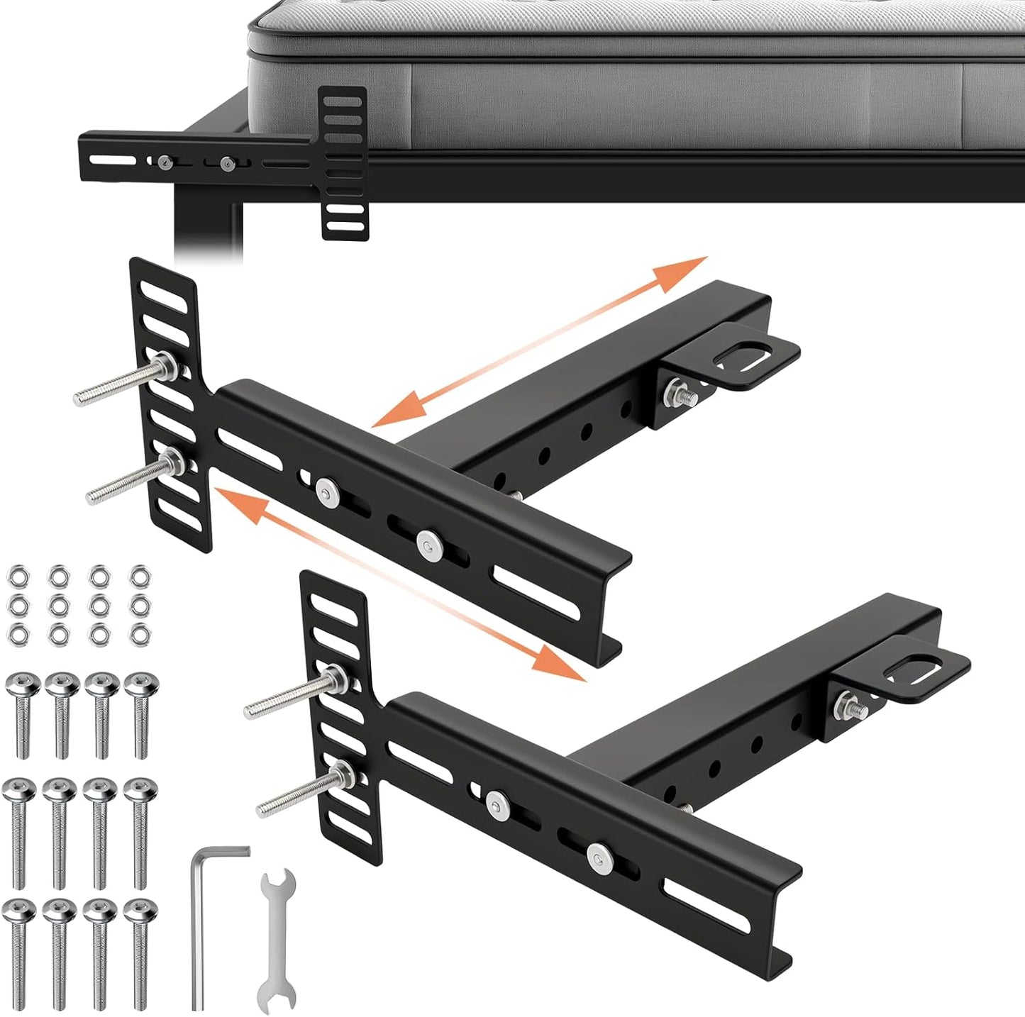 2 Pack Adjustable Headboard Brackets, Universal Headboard Brackets for Metal Bed Frame Adjustable Headboard Attachment Kit with Footboard Extension Fit Twin Full Queen King