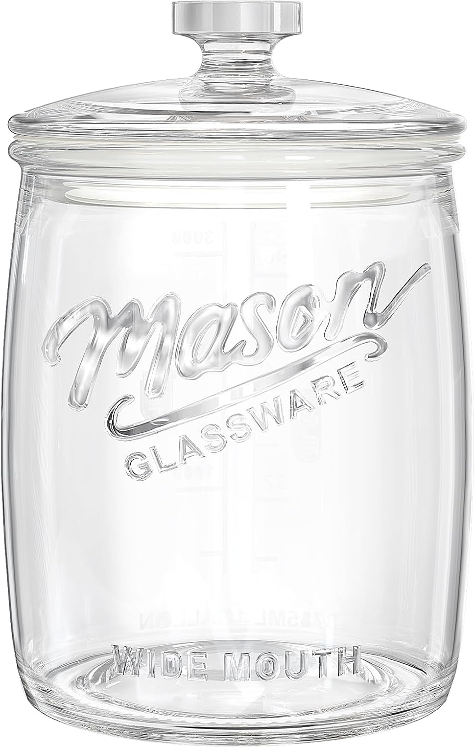 Folinstall 1 Gallon Glass Cookie Jar with Airtight Lid, Wide Mouth Canister | Silicone Seal Keeps Food Fresh, Large Capacity Holds 5 Lb Flour, Wide Mouth for Easy Access to Sourdough Starter, Dog Treat